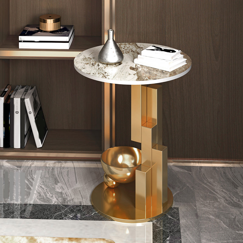 Contemporary Metal Corner Table Pedestal Round Living Room Sofa Side Accent Table