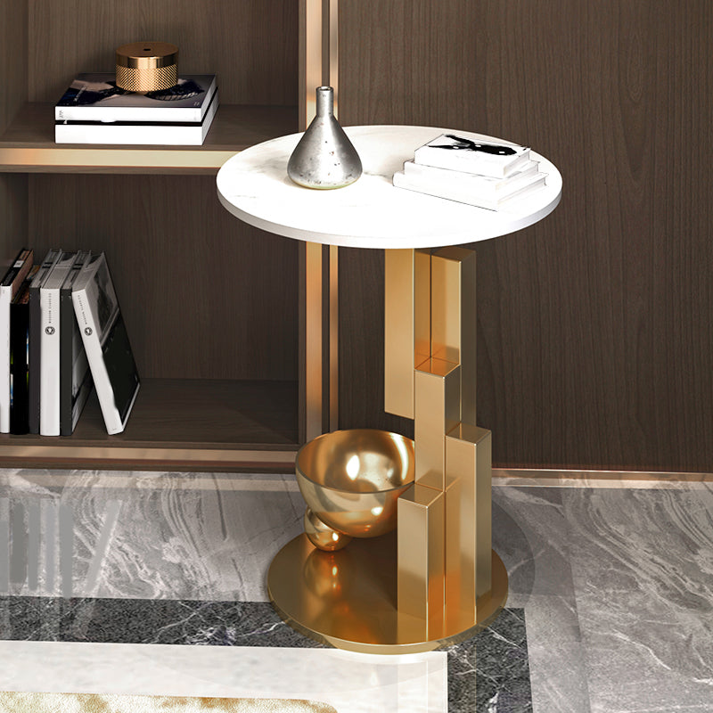 Contemporary Metal Corner Table Pedestal Round Living Room Sofa Side Accent Table