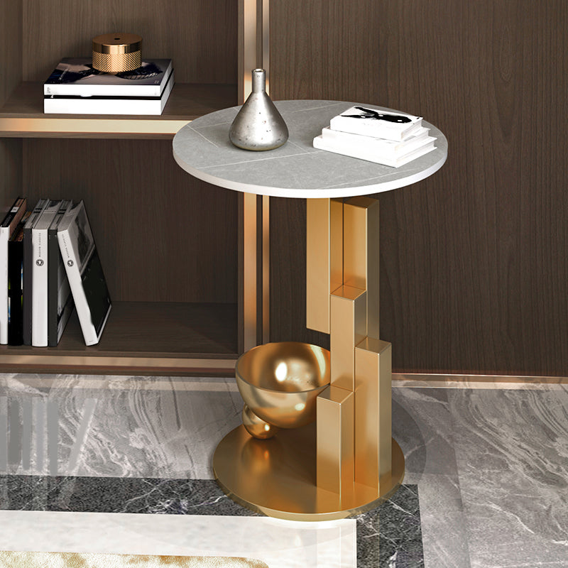 Contemporary Metal Corner Table Pedestal Round Living Room Sofa Side Accent Table