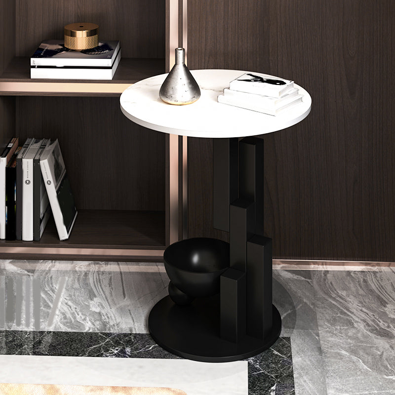 Contemporary Metal Corner Table Pedestal Round Living Room Sofa Side Accent Table