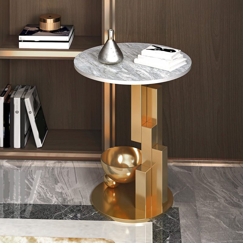 Contemporary Metal Corner Table Pedestal Round Living Room Sofa Side Accent Table
