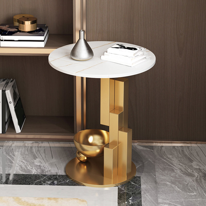 Contemporary Metal Corner Table Pedestal Round Living Room Sofa Side Accent Table