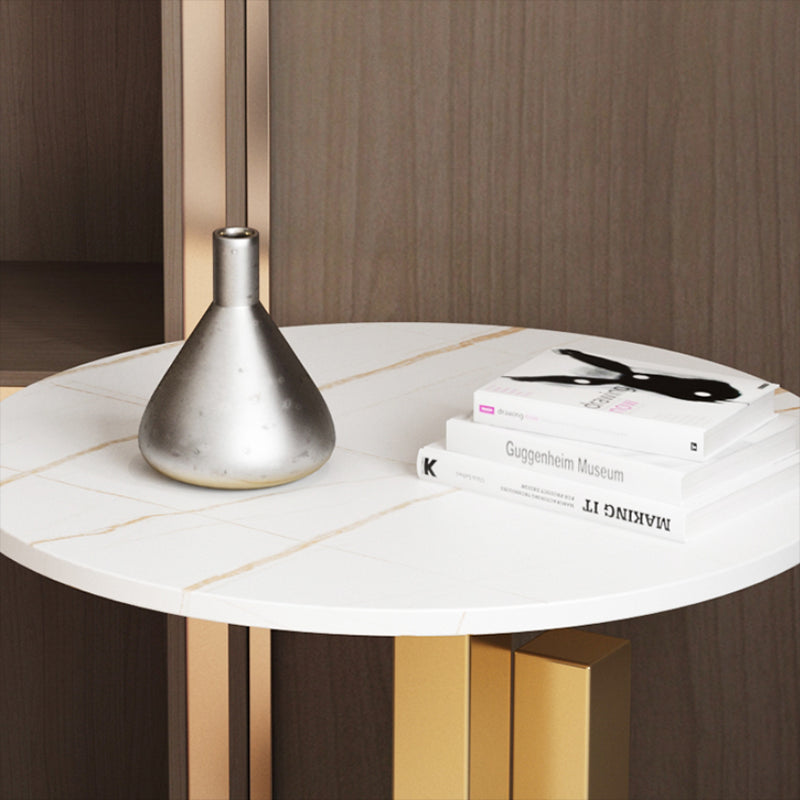 Contemporary Metal Corner Table Pedestal Round Living Room Sofa Side Accent Table