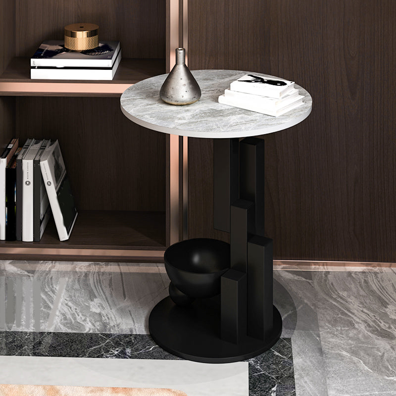 Contemporary Metal Corner Table Pedestal Round Living Room Sofa Side Accent Table