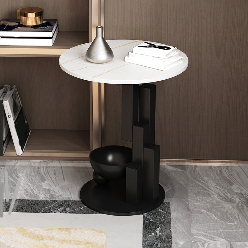 Contemporary Metal Corner Table Pedestal Round Living Room Sofa Side Accent Table