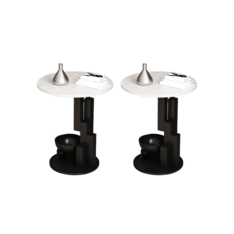 Contemporary Metal Corner Table Pedestal Round Living Room Sofa Side Accent Table