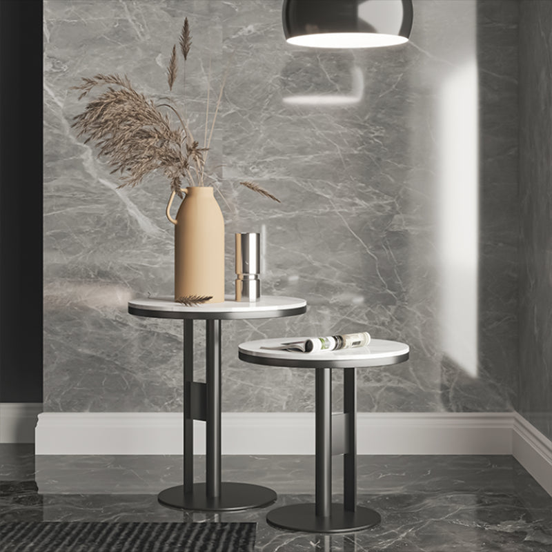 Contemporary Accent Side Table Round Pedestal Living Room Metal Corner Table