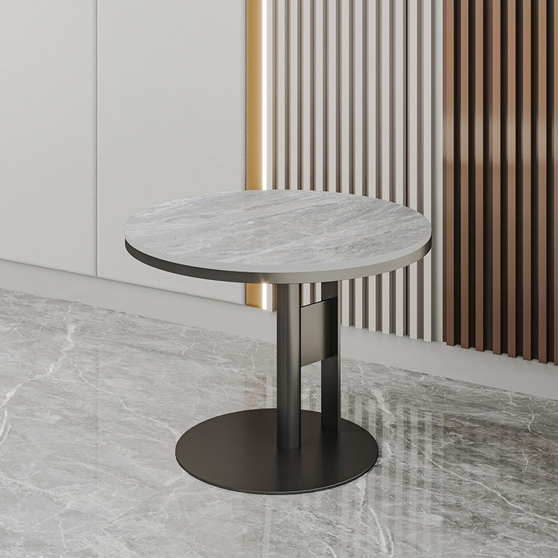 Contemporary Accent Side Table Round Pedestal Living Room Metal Corner Table