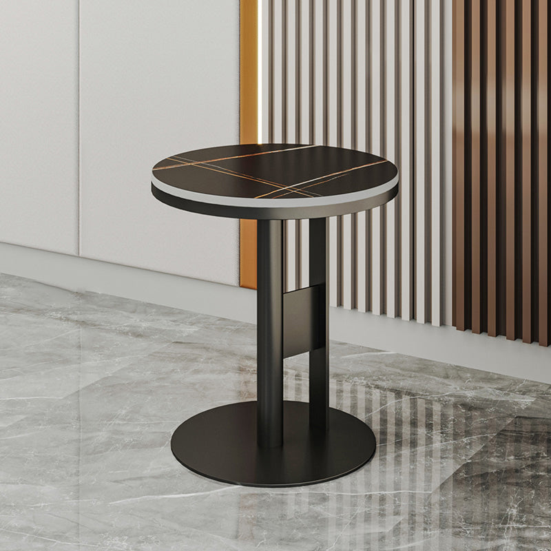 Contemporary Accent Side Table Round Pedestal Living Room Metal Corner Table