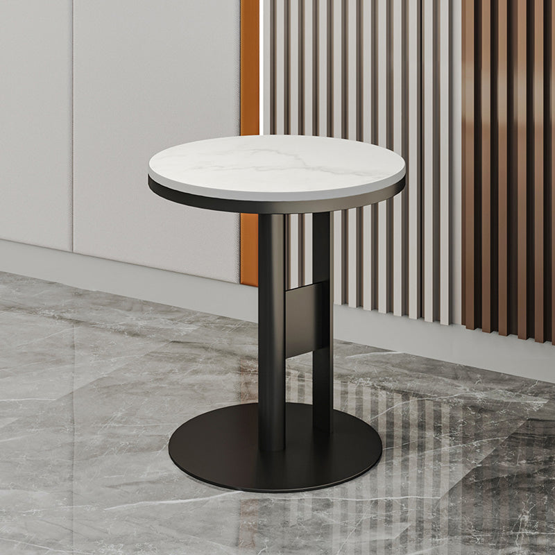 Contemporary Accent Side Table Round Pedestal Living Room Metal Corner Table