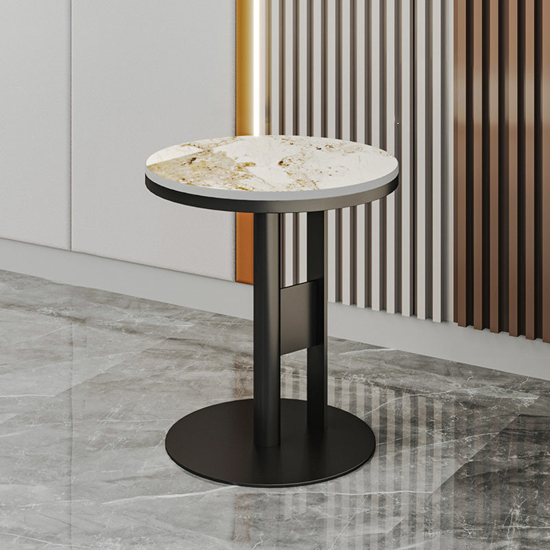 Contemporary Accent Side Table Round Pedestal Living Room Metal Corner Table