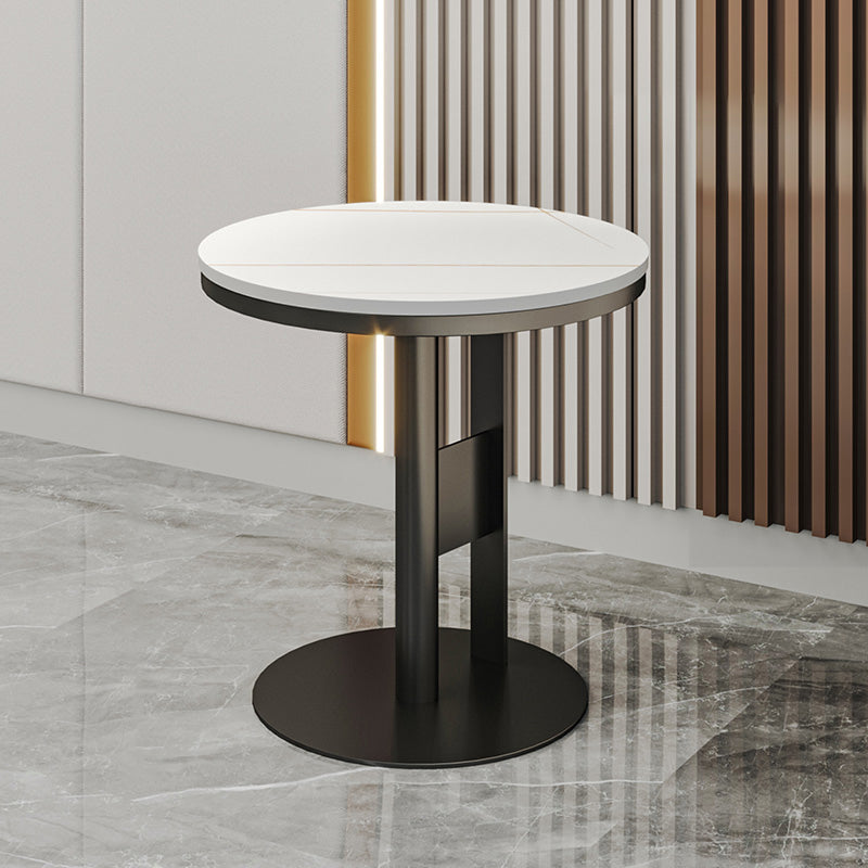 Contemporary Accent Side Table Round Pedestal Living Room Metal Corner Table