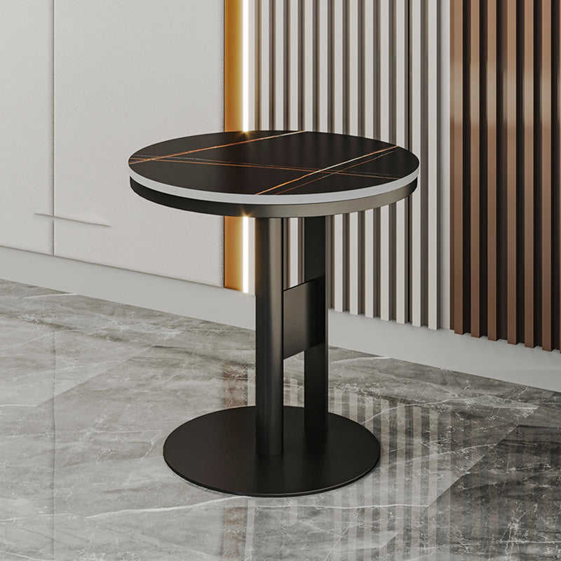 Contemporary Accent Side Table Round Pedestal Living Room Metal Corner Table