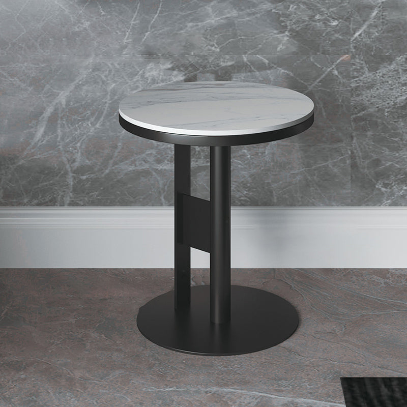 Contemporary Accent Side Table Round Pedestal Living Room Metal Corner Table