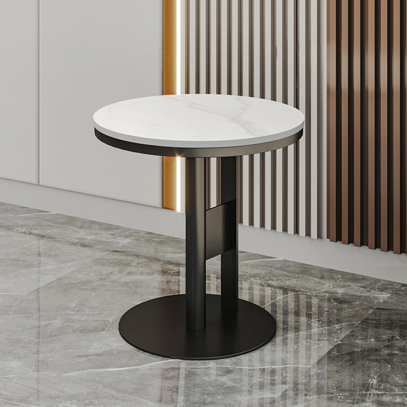 Contemporary Accent Side Table Round Pedestal Living Room Metal Corner Table