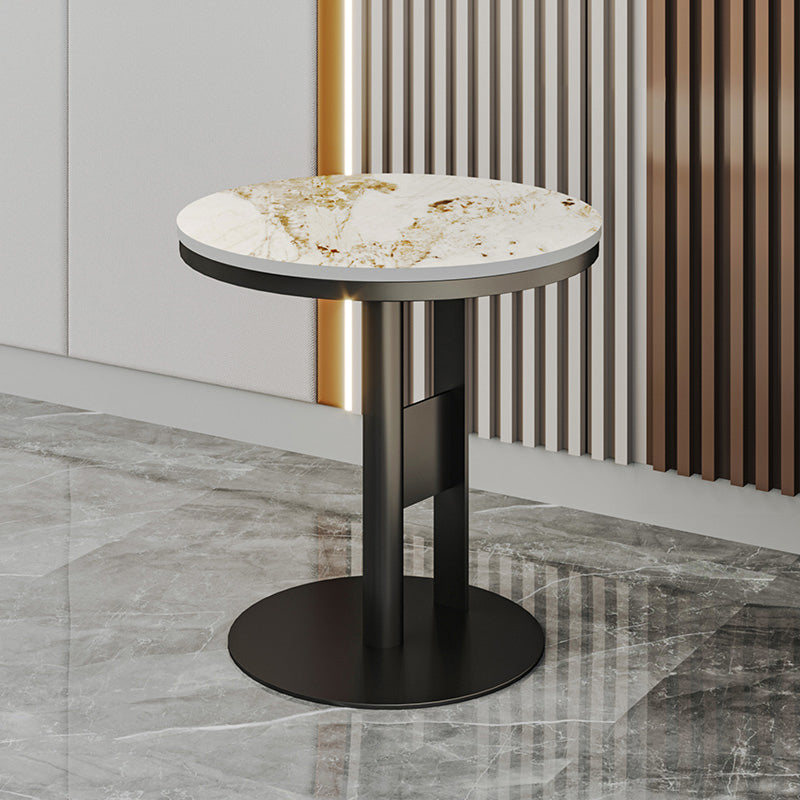 Contemporary Accent Side Table Round Pedestal Living Room Metal Corner Table