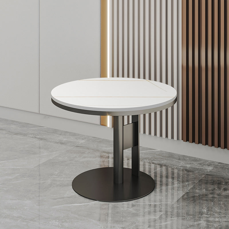 Contemporary Accent Side Table Round Pedestal Living Room Metal Corner Table