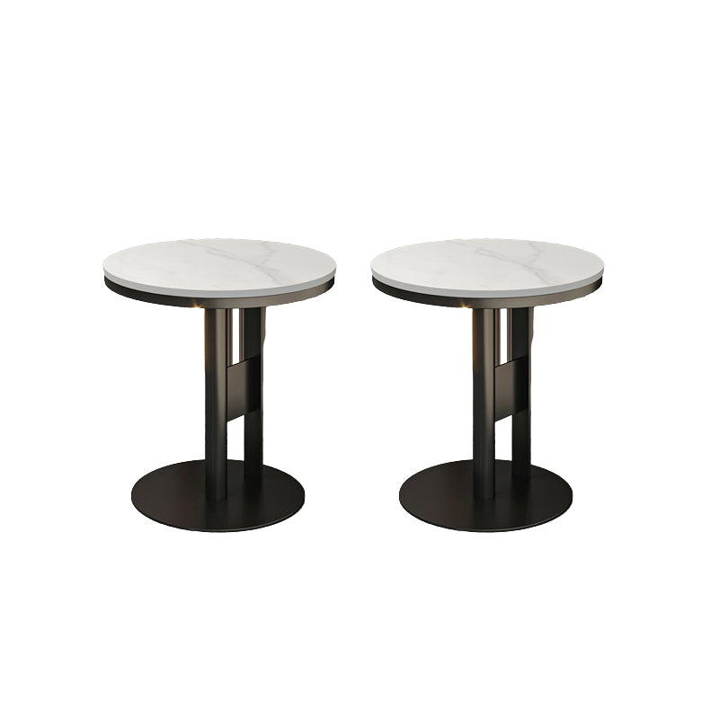 Contemporary Accent Side Table Round Pedestal Living Room Metal Corner Table