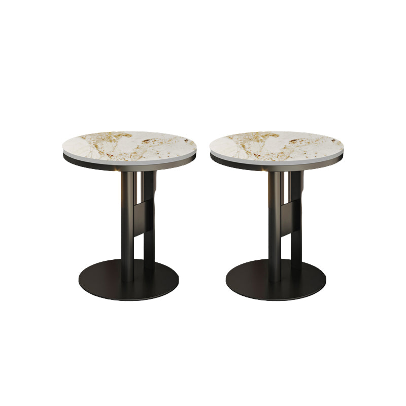 Contemporary Accent Side Table Round Pedestal Living Room Metal Corner Table