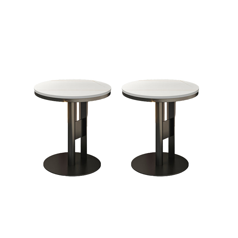 Contemporary Accent Side Table Round Pedestal Living Room Metal Corner Table