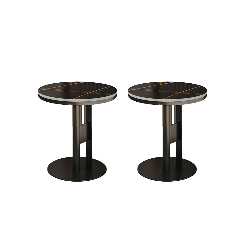 Contemporary Accent Side Table Round Pedestal Living Room Metal Corner Table