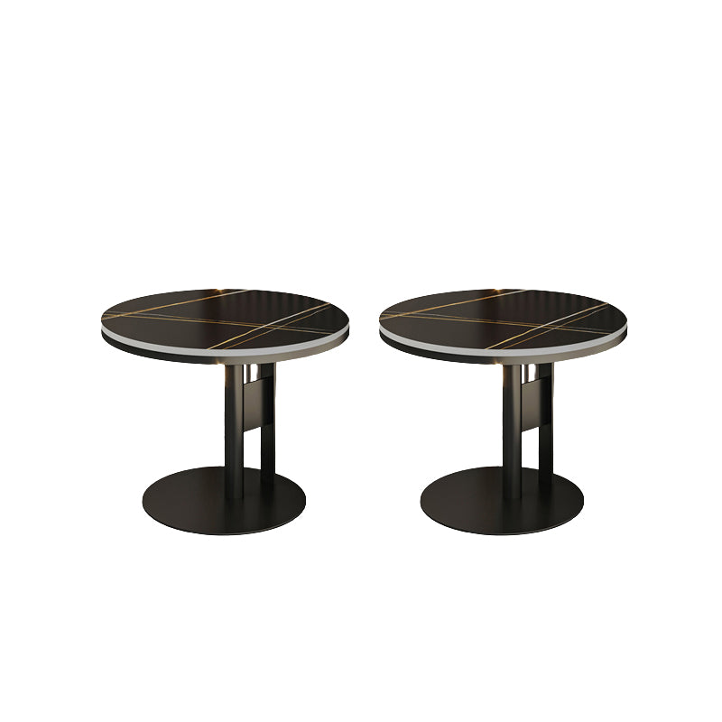 Contemporary Accent Side Table Round Pedestal Living Room Metal Corner Table