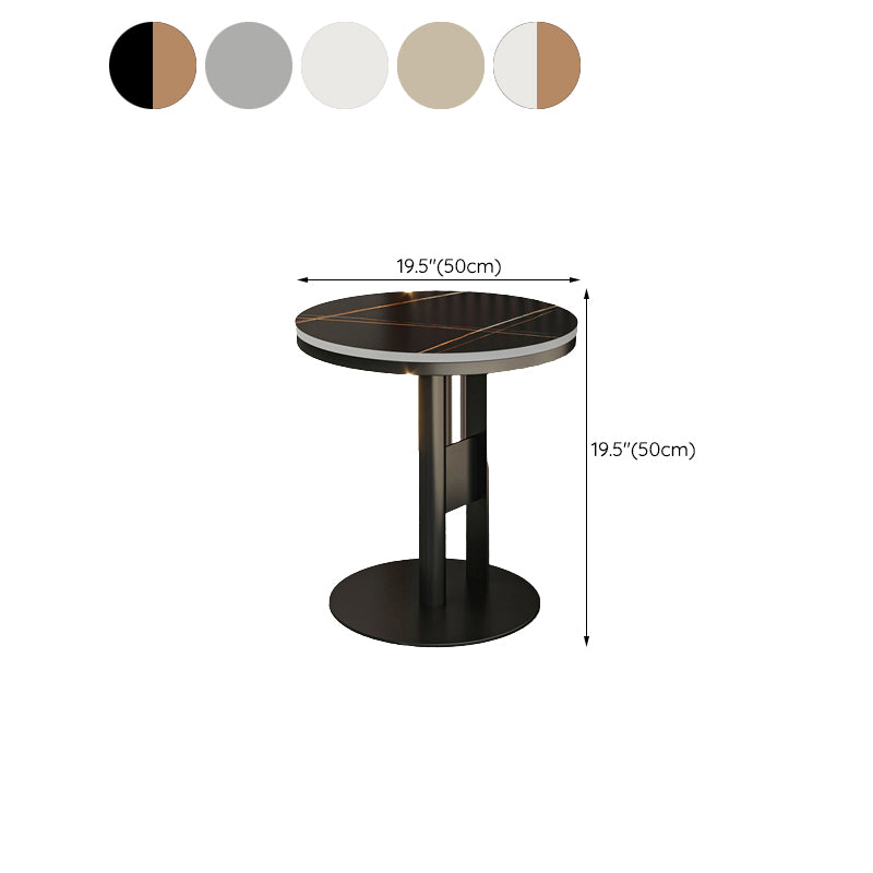 Contemporary Accent Side Table Round Pedestal Living Room Metal Corner Table