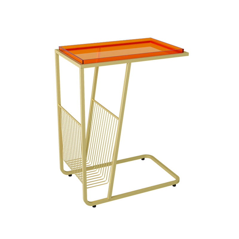 Contemporary Accent Side Table with Storage Living Room Rectangular Abstract