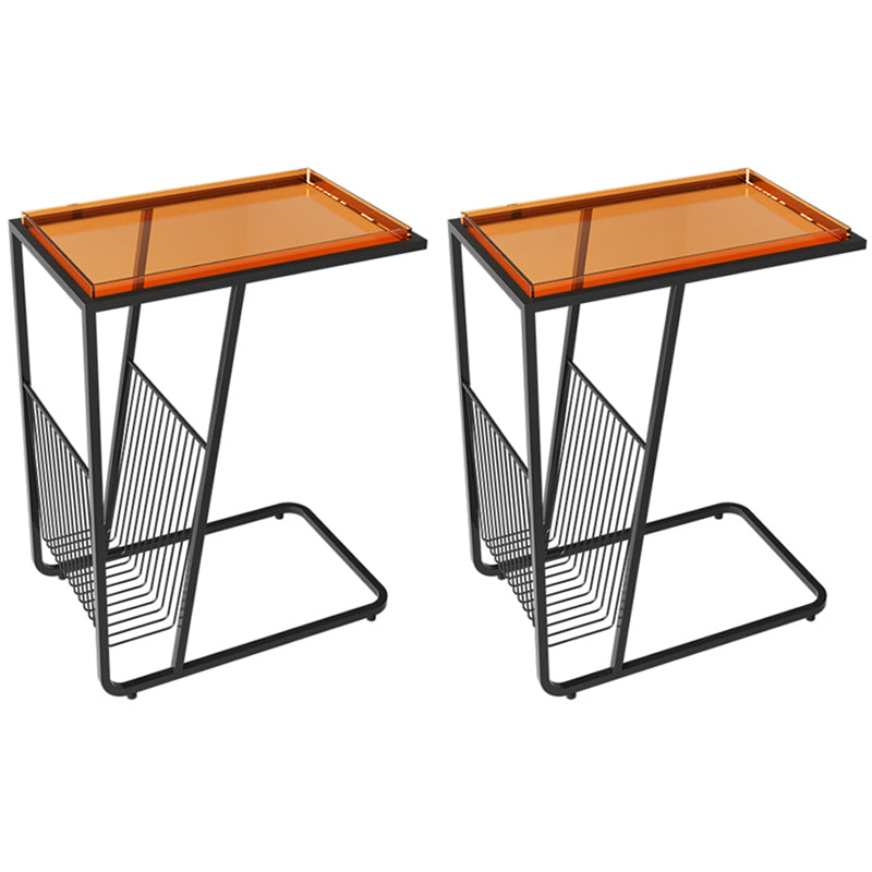 Contemporary Accent Side Table with Storage Living Room Rectangular Abstract