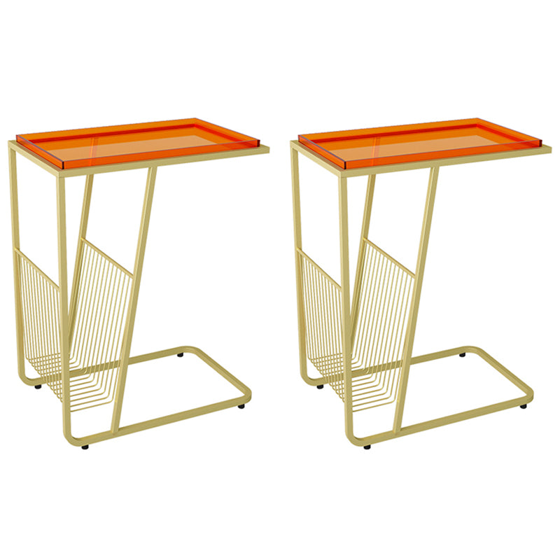 Contemporary Accent Side Table with Storage Living Room Rectangular Abstract