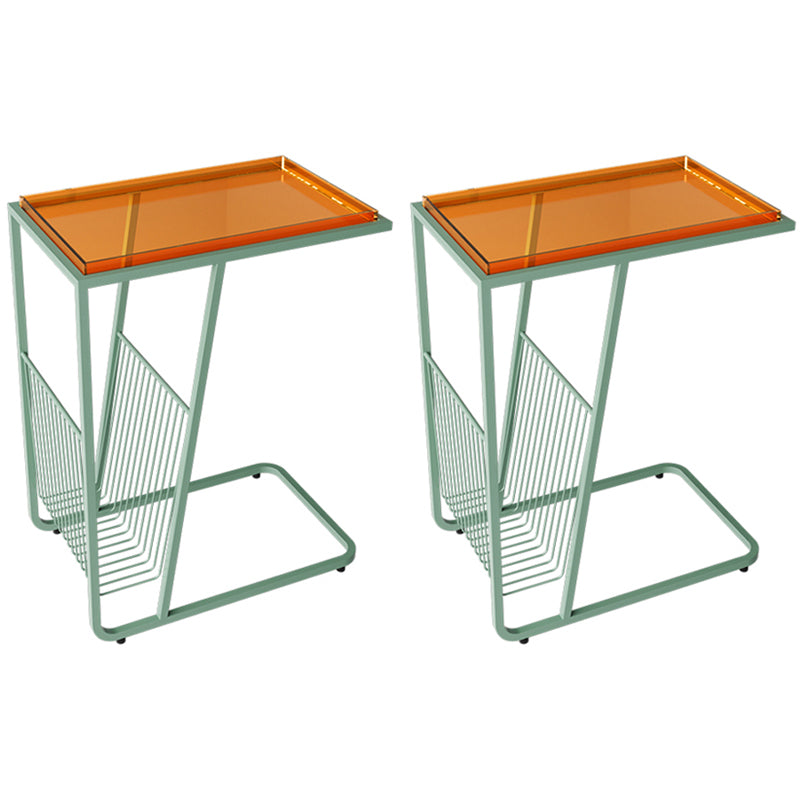 Contemporary Accent Side Table with Storage Living Room Rectangular Abstract