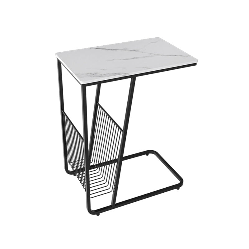 Contemporary Accent Side Table with Storage Living Room Rectangular Abstract