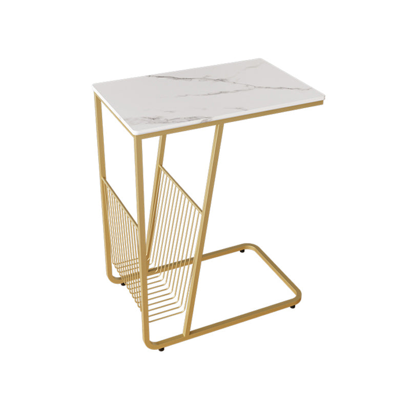 Contemporary Accent Side Table with Storage Living Room Rectangular Abstract