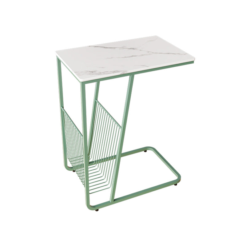 Contemporary Accent Side Table with Storage Living Room Rectangular Abstract