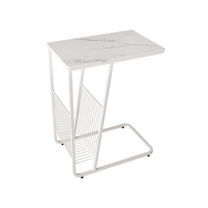 Contemporary Accent Side Table with Storage Living Room Rectangular Abstract