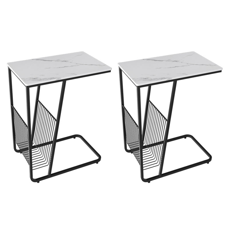 Contemporary Accent Side Table with Storage Living Room Rectangular Abstract