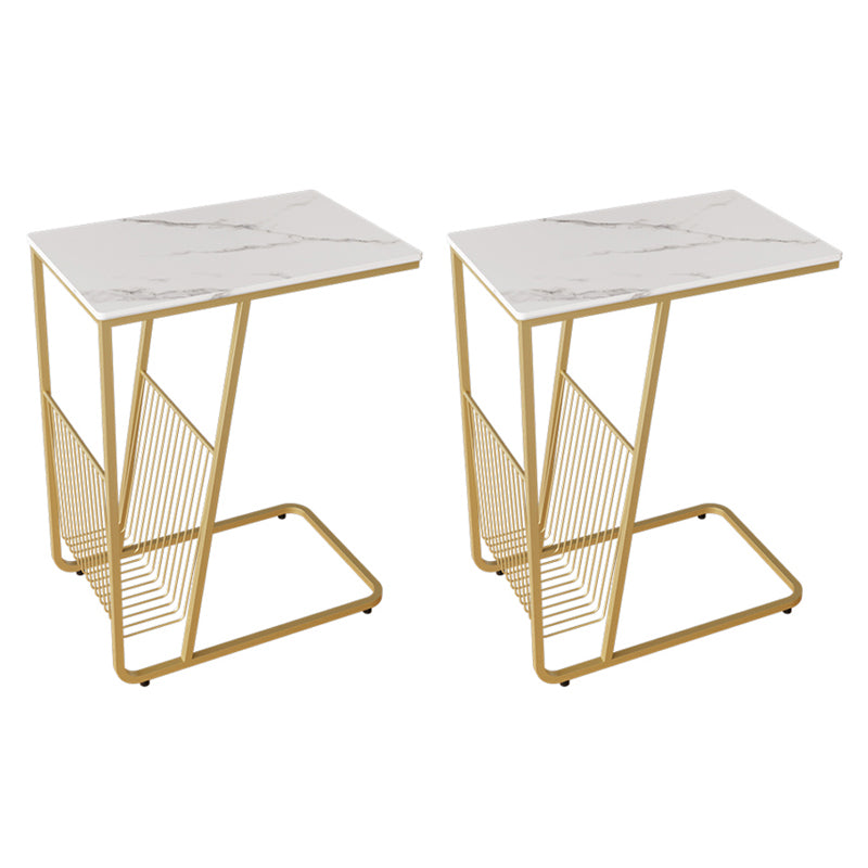 Contemporary Accent Side Table with Storage Living Room Rectangular Abstract