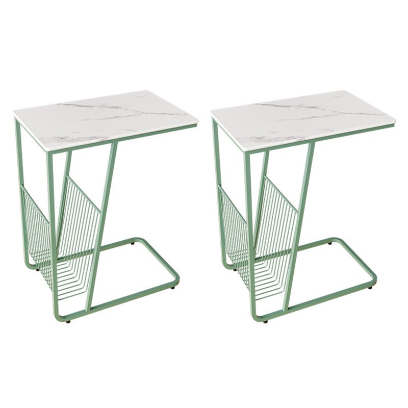 Contemporary Accent Side Table with Storage Living Room Rectangular Abstract