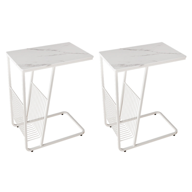 Contemporary Accent Side Table with Storage Living Room Rectangular Abstract