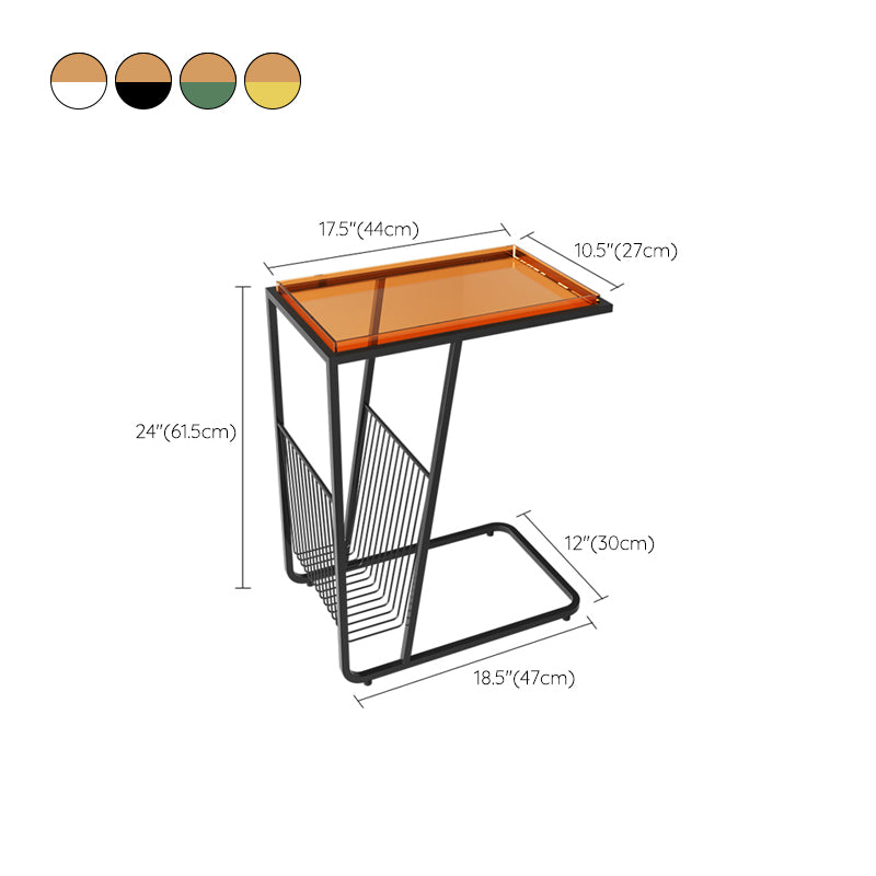 Contemporary Accent Side Table with Storage Living Room Rectangular Abstract