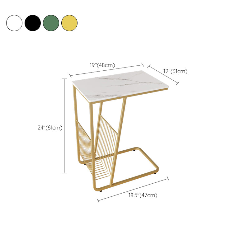 Contemporary Accent Side Table with Storage Living Room Rectangular Abstract