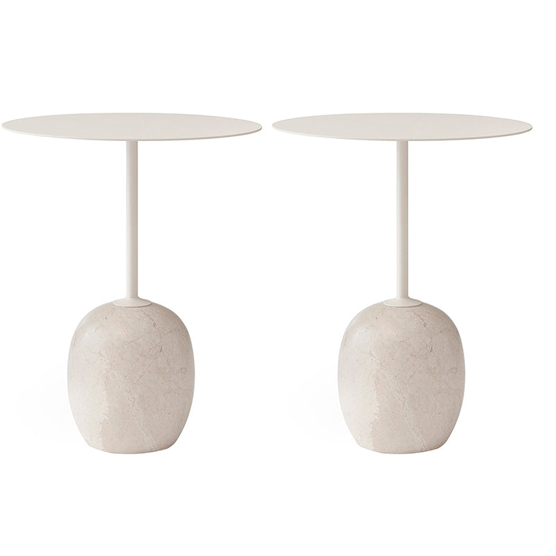 Modernistic Side Table Living Room Round Pedestal Marble End Slide Table