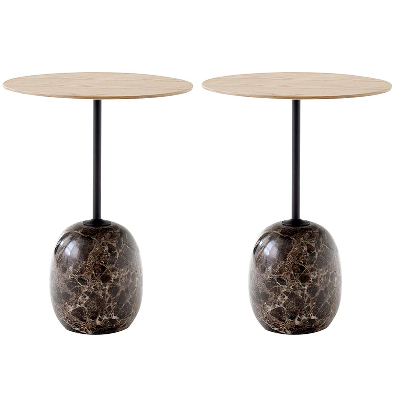 Modernistic Side Table Living Room Round Pedestal Marble End Slide Table
