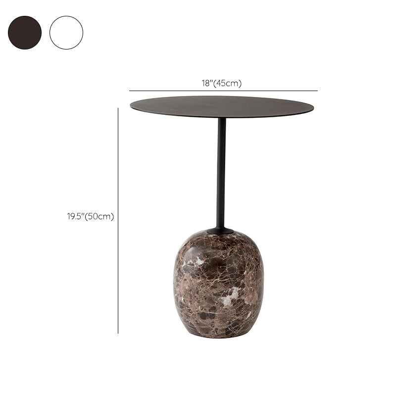 Modernistic Side Table Living Room Round Pedestal Marble End Slide Table