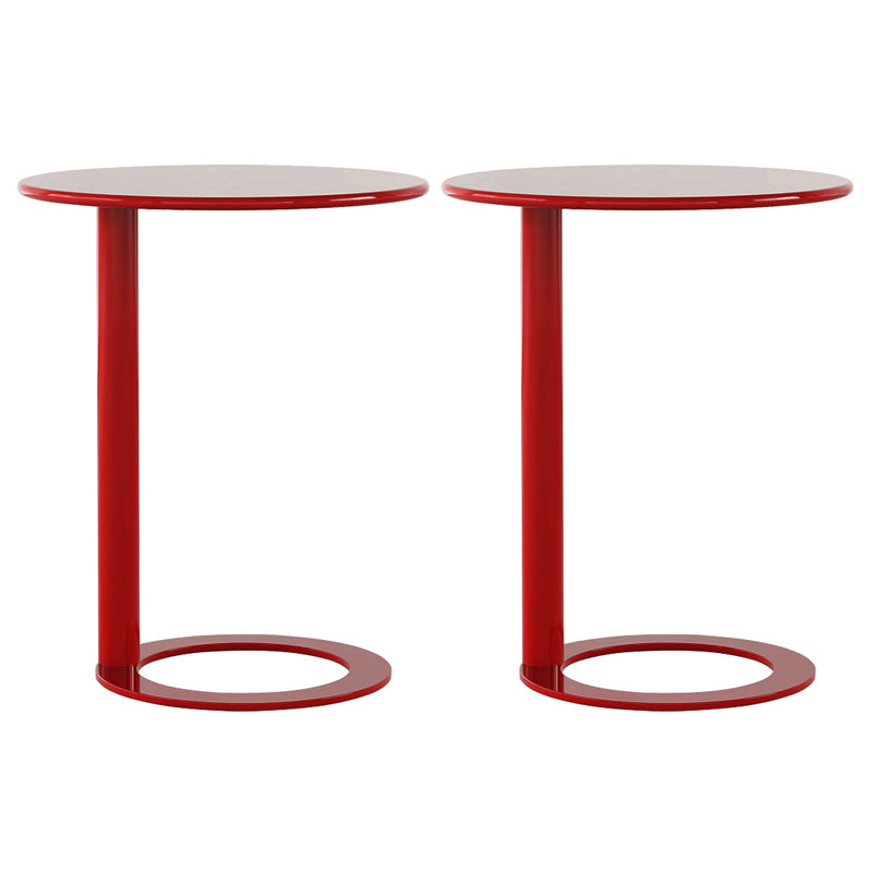 Round C-shape Side Table Modern Metal Sofa Side Accent Table