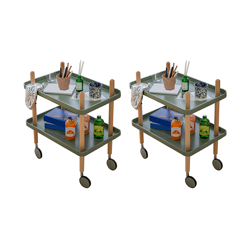 Modern 4 Legs End Table 2-Tier Wooden Accent Side Table for Living Room