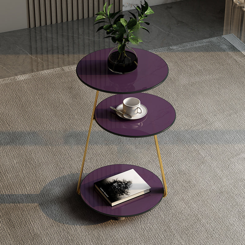 22.83 inch Tall Frame Side Table Modern Round Glass Side End Table