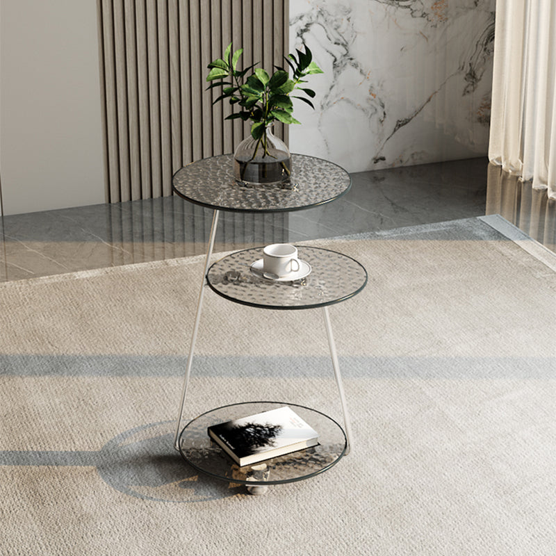 22.83 inch Tall Frame Side Table Modern Round Glass Side End Table