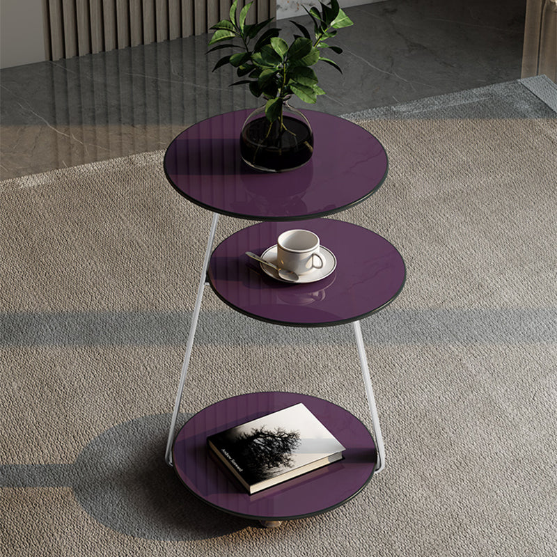 22.83 inch Tall Frame Side Table Modern Round Glass Side End Table