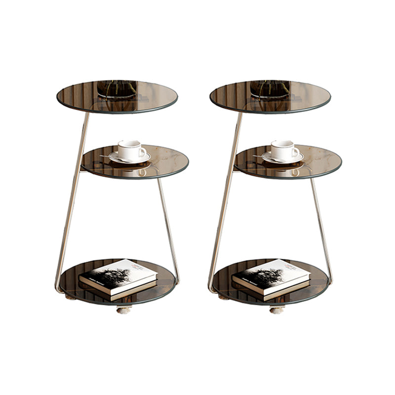 22.83 inch Tall Frame Side Table Modern Round Glass Side End Table